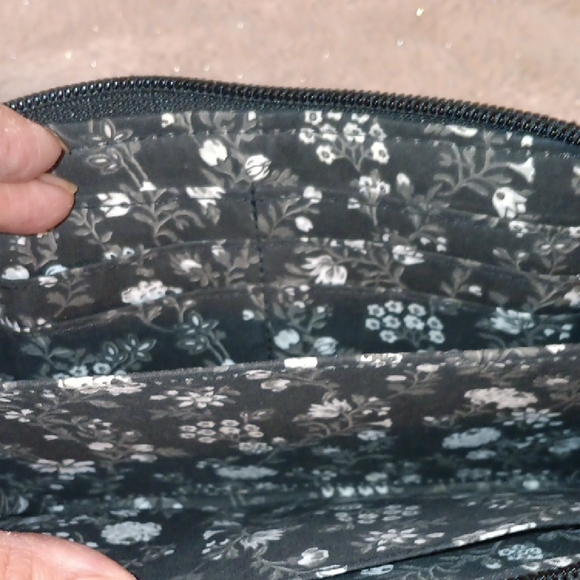 Vera Bradley Black and Cream Floral Wallet - Picture 7 of 13